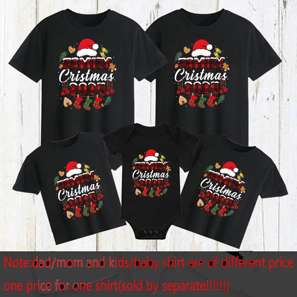 Family Christmas 2024 Print Shirts Family All Together T-shirt Xmas Party Family Clothes Christmas Gifts Adult Kids Baby Tee Top