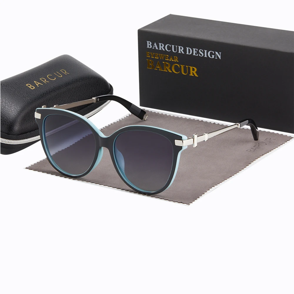 BARCUR Occhiali da sole da donna squisiti, lussuosi ed eleganti, montature Cat Eye, confezione del marchio Best Friend resistente ai raggi UV
