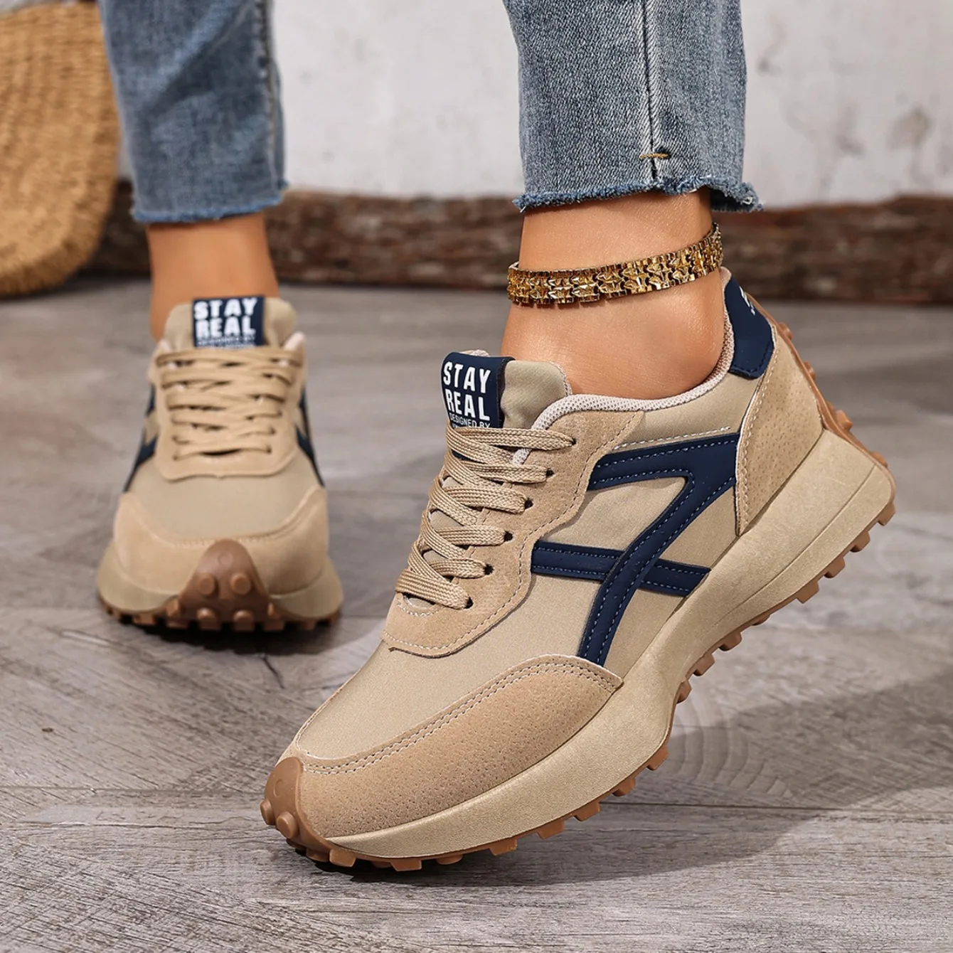 2025 Neue Damen-Sneaker Frühling Casual Schnür-Sportschuhe Luxus-Plattform Rutschfeste Laufschuhe Damen Zapatos De Mujer – Detail 5