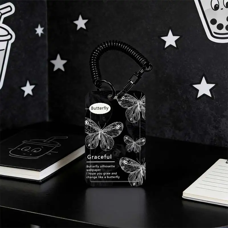 Card Protective Case for Student Bus/Meal Card Protection Case Photo Protector Kpop Photocard Holder Stretchable Spring Cord