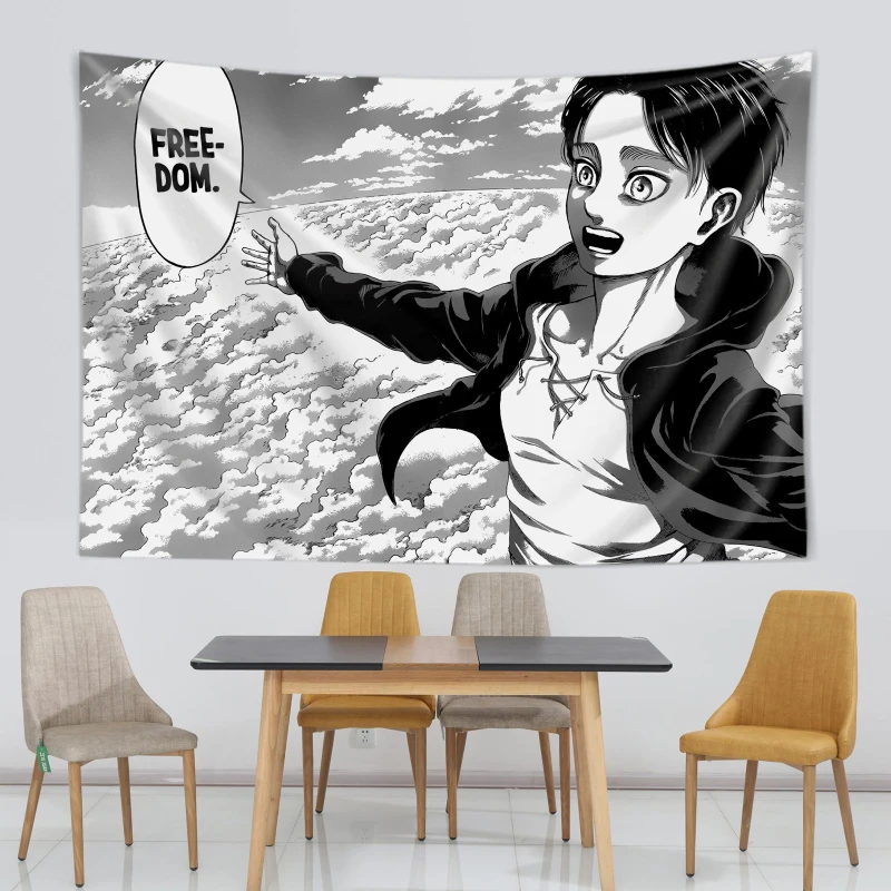 Eren Yeager özgürlük Manga Poster duvar sanatı Kawaii Anime Titan baskı tuval galeri sarar asmak için hazır dekor goblen