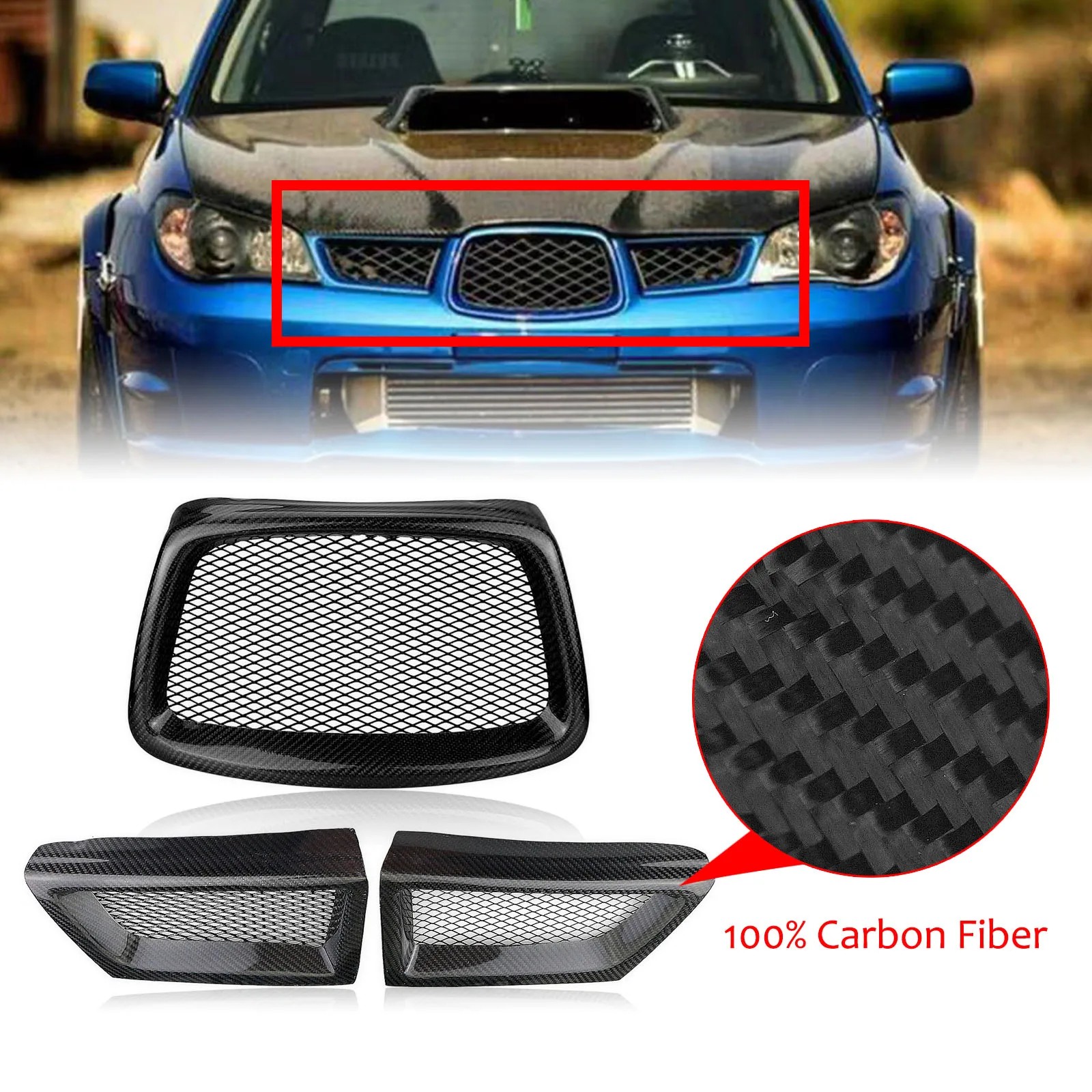 

Front Grills For Subaru Impreza 9th WRX STI 2006-2007 Car Upper Bumper Air Vent Intake Hood Mesh Grid