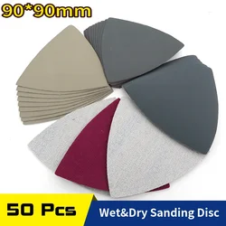 50PCS Triangle Sanding Disc Hook & Loop Silicon Carbide 90mm Wet Dry Sandpaper For Detail Oscillating Sander Tools 60-10000 Grit