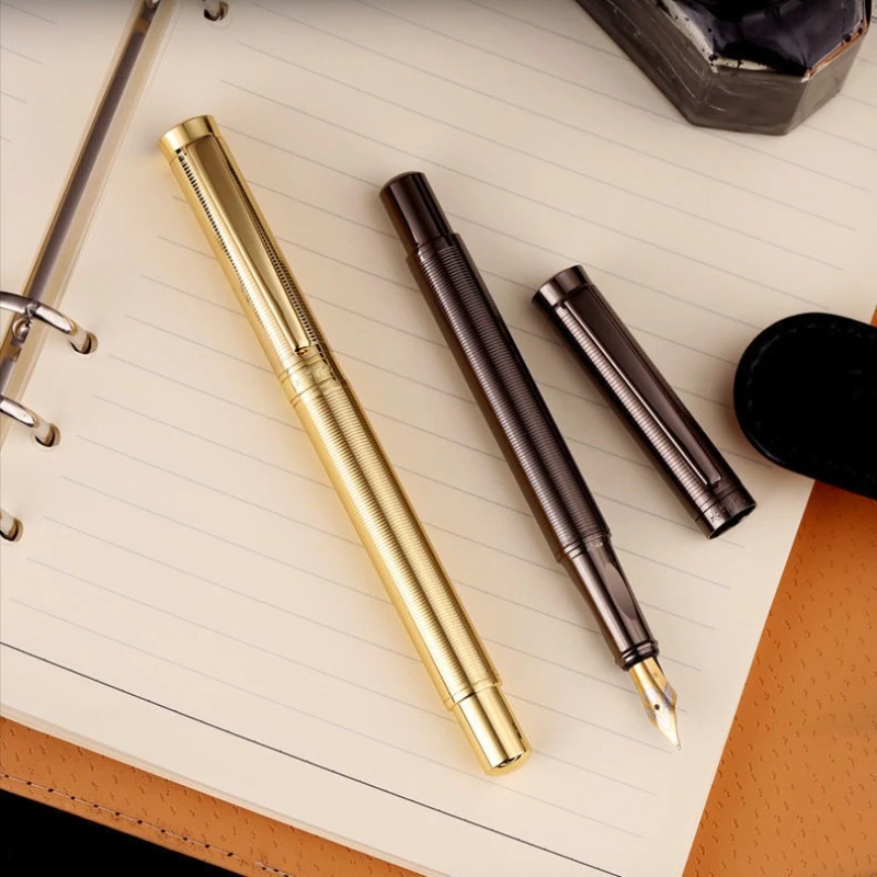 

Wingsung High-end Gold-plated Copper Fountain Pen Brass Bent/F 0.5/1.0 Tip Ink Pen Beginners Professional Office Writer Gift