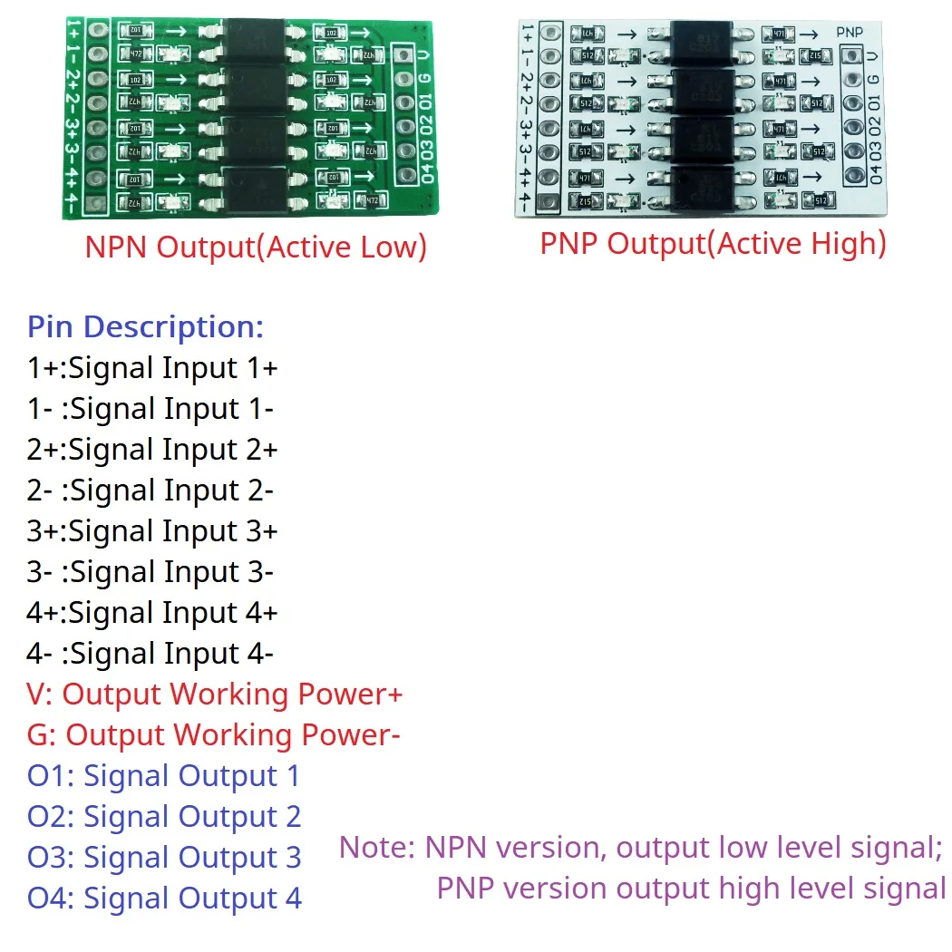 4ch 3.3V 5V 12V 24V Digital Logic Level Converter Module Optical Isolation GPIO Module for Arduino Pi Pico ESP82 NodeMCU ESP8266