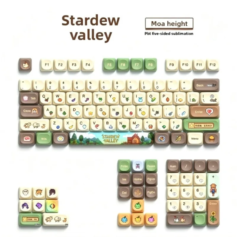 112 teclas personalizadas para teclado mecánico de Stardew Valley, accesorio para juegos, teclas de repuesto para bricolaje, teclado decorativo para juegos.