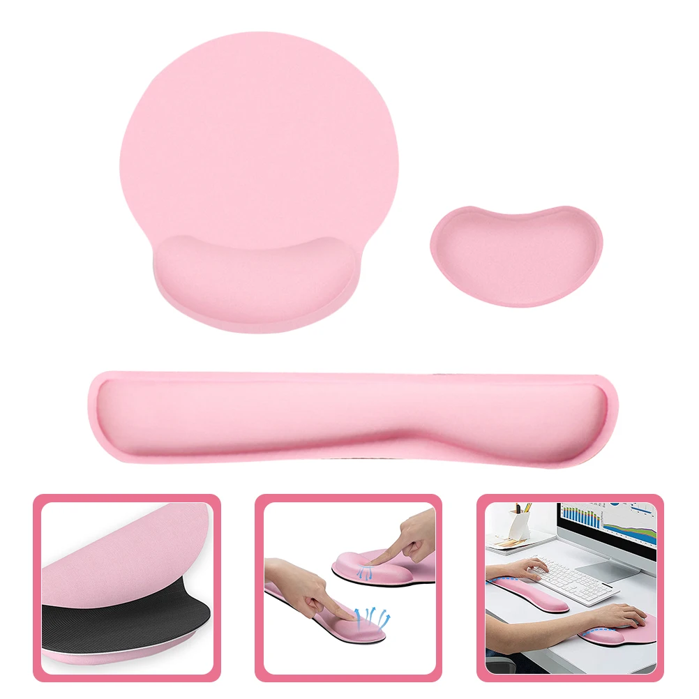 Juego de reposamuñecas para alfombrilla de ratón, reposapiés para teclado y pulsera ergonómica de espuma viscoelástica