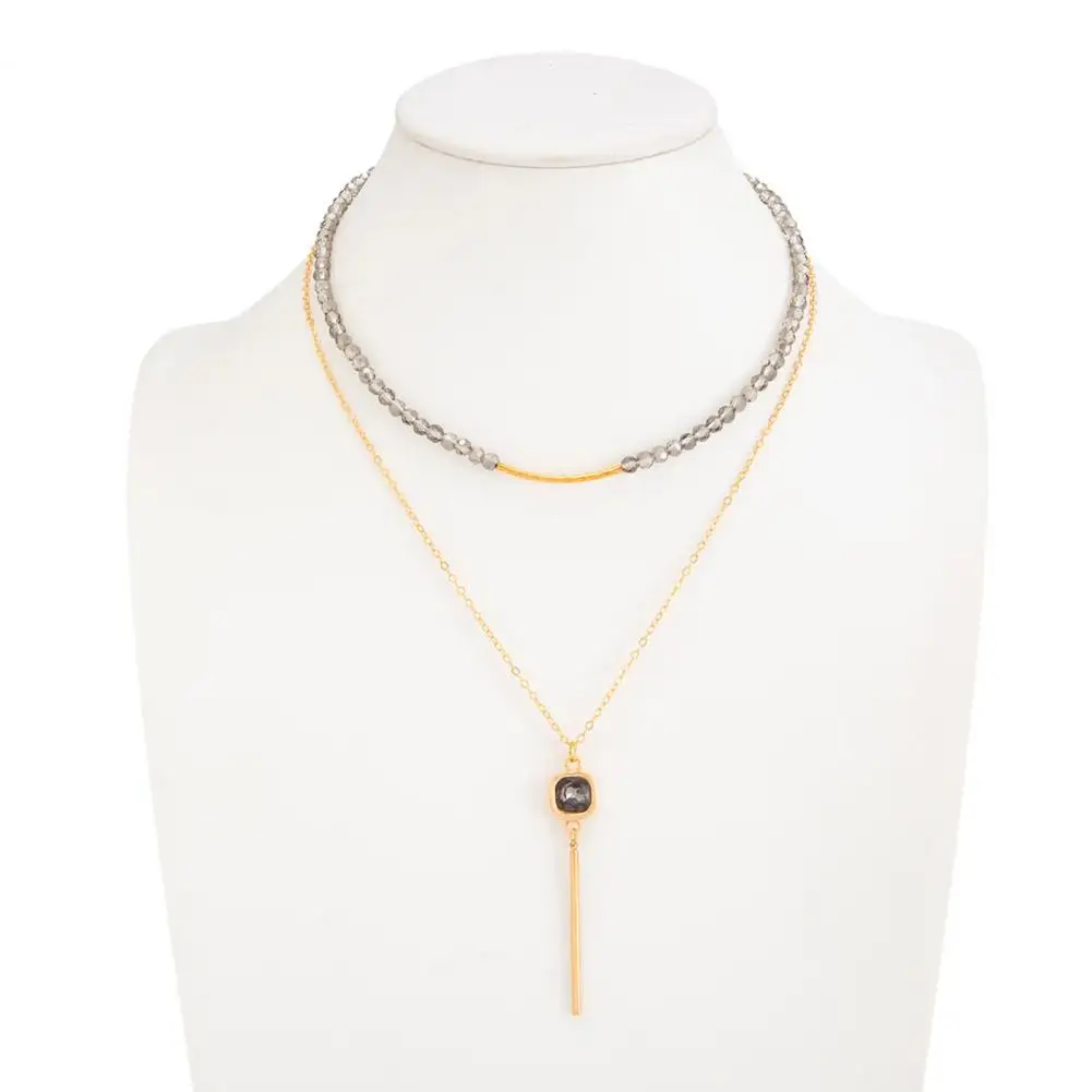 Long Tassel Pendant Fashion Statement Necklace Layered Black Lariat Necklace Punk Y Chain Choker Adjustable Long for Women
