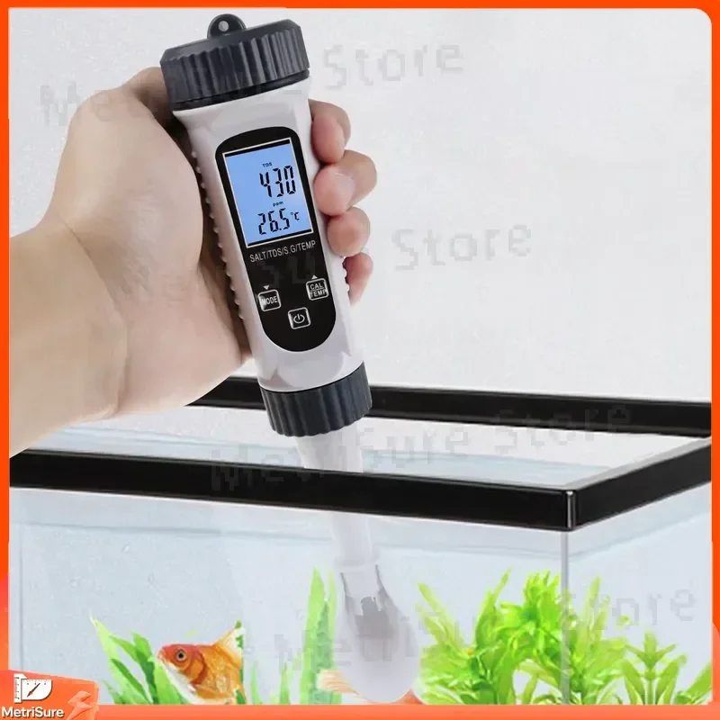 Digital 4-in-1 TDS Meter with Temperature Specific Gravity and Salinity Measurement ATC Automatic Temperature Compensation