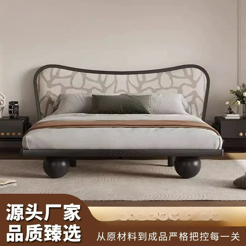 

Customized, solid wood bed, French light luxury retro butterfly bed, soft bag solid wood bedroom