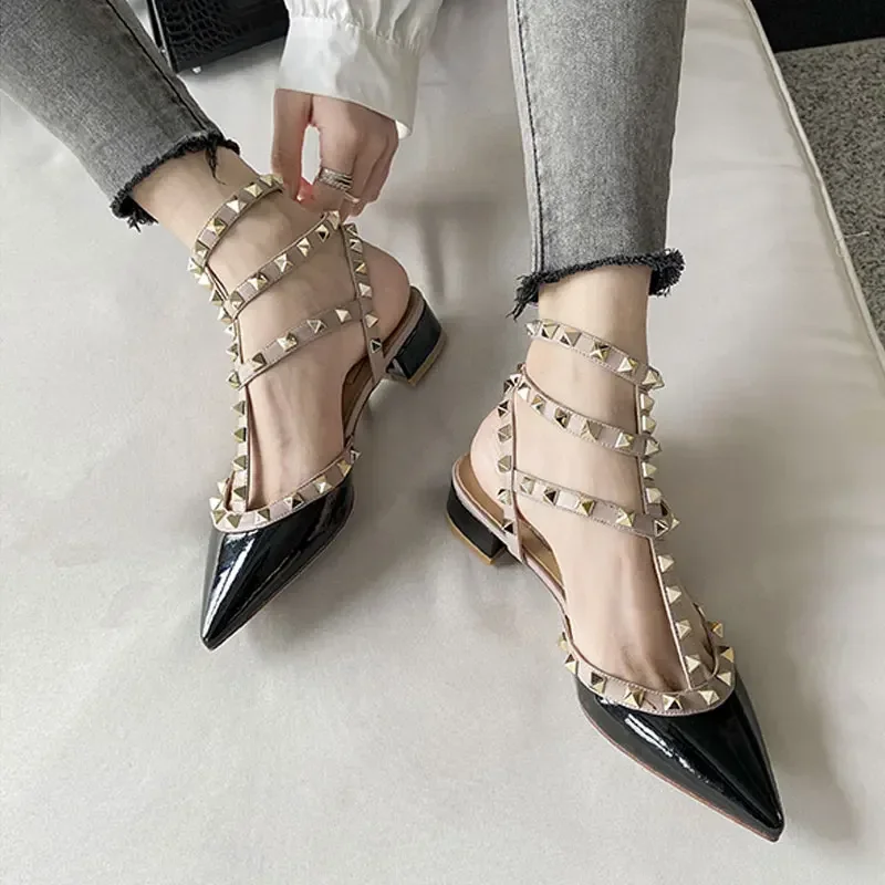 

Same Style As Star Women's Sandals Rivet Low Heels Classic Pointed High Heels Fashion Pumps Comfortable Casual Women's Shoes