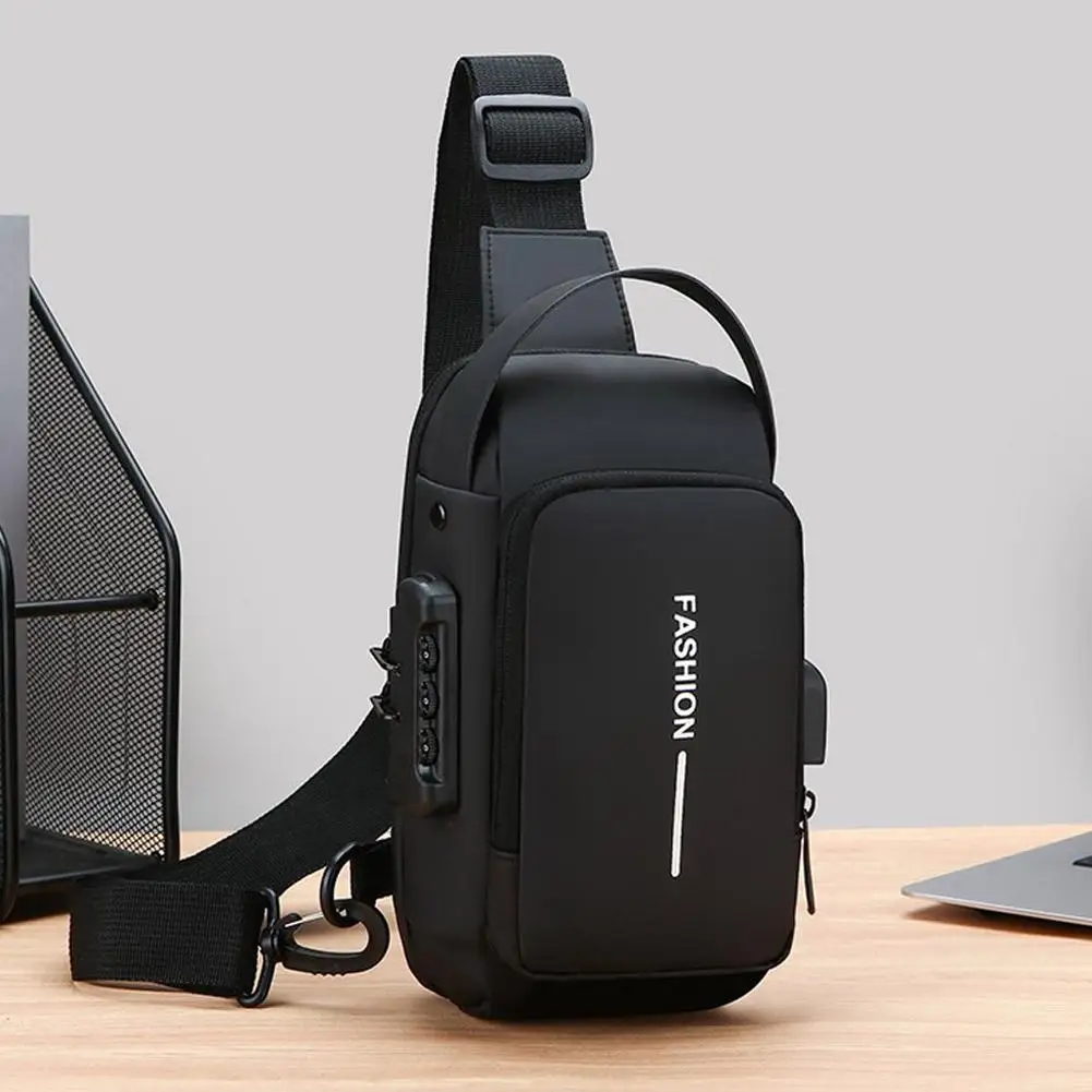 Robuste Oxford-Stoff Herren-Umhängetasche - Stilvolle Motorrad-Brusttasche mit Handyfach und Reißverschluss für den täglichen Pendelverkehr – Detail 3