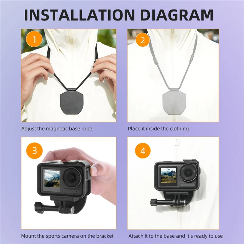 Professional Camera Neck Mount For DJI Pocket 3 Magnetic Neck Mount Sports Camera First View Shooting Chest Mount Accessory