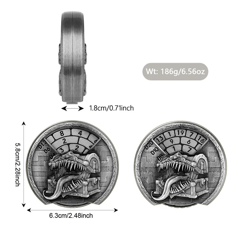 الرجعية اللسان صندوق الكنز نمط المعادن النرد سبينر 7 في 1 النرد Turnable الدورية الأسطوانة RPG الألعاب ملحق الزفاف مجموعة حقيبة