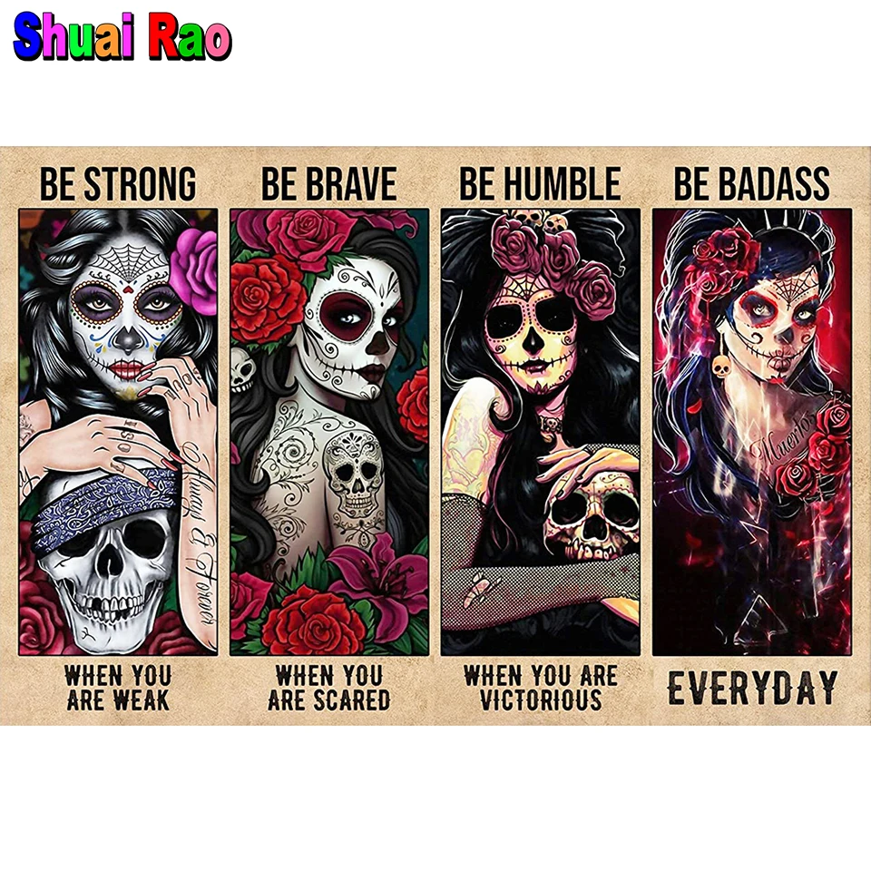 

Татуировка сахарная кость женщина 5D DIY Алмазная вышивка полная дрель готический череп алмазная живопись мозаика наборы для вышивки вдохновляющее искусство