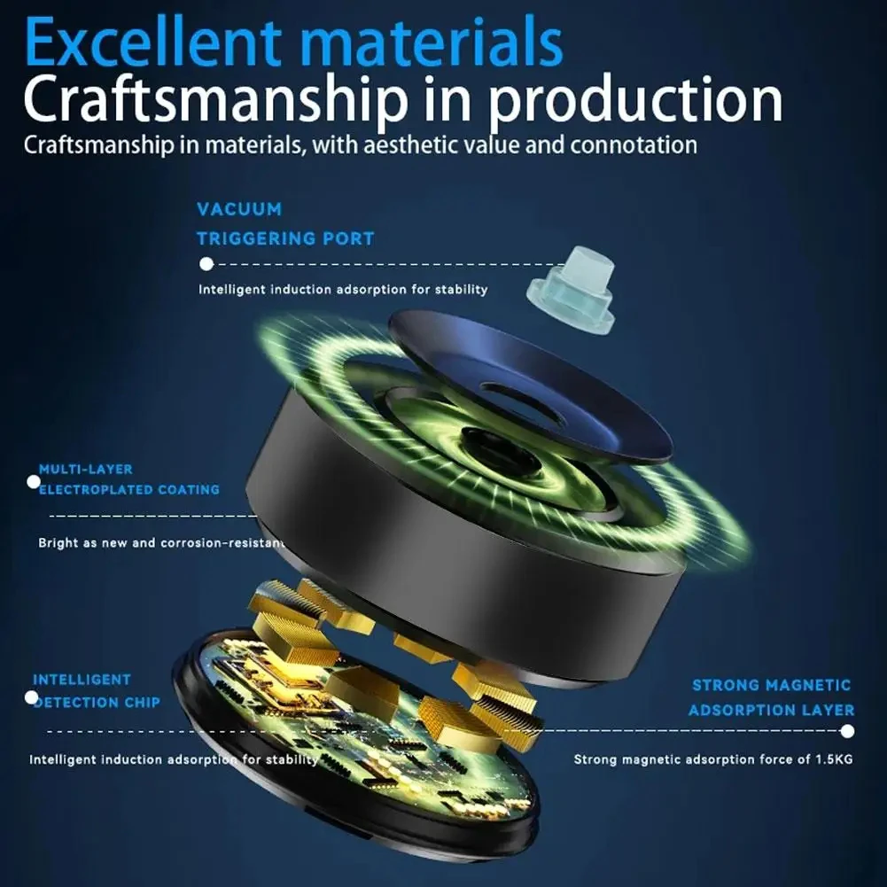 インテリジェント磁気自動車電話ホルダー、ナビゲーション用ユニバーサルブラケット、ライブストリーム、真空吸着、超安定吸盤