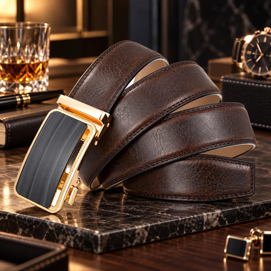 Mens Genuine Leather Belt Strap Male Luxury Designer Top Quality Belts for Men Metal Automatic Buckle Man Belt Dropshipping B380