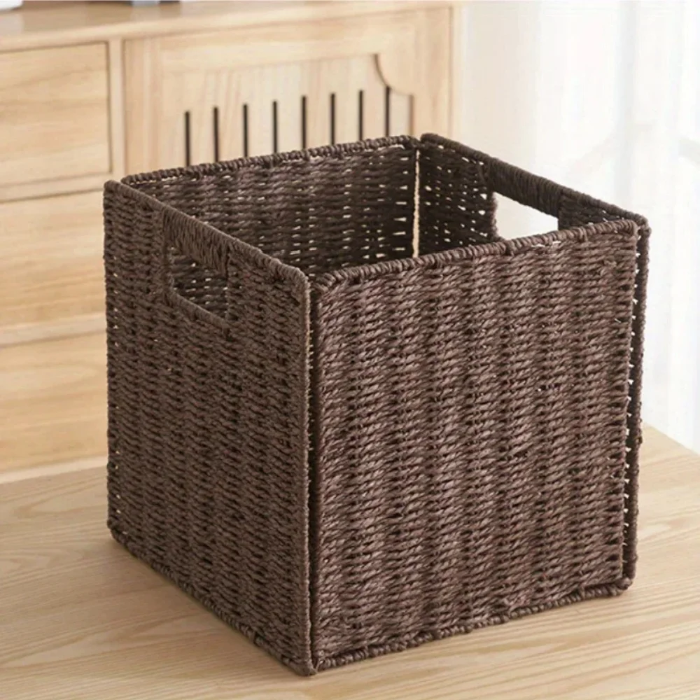 Imitation Rattan Storage Basket,Fold Simple Dirty Clothes and Underwear Storage Basket,Underwear Storage Basket