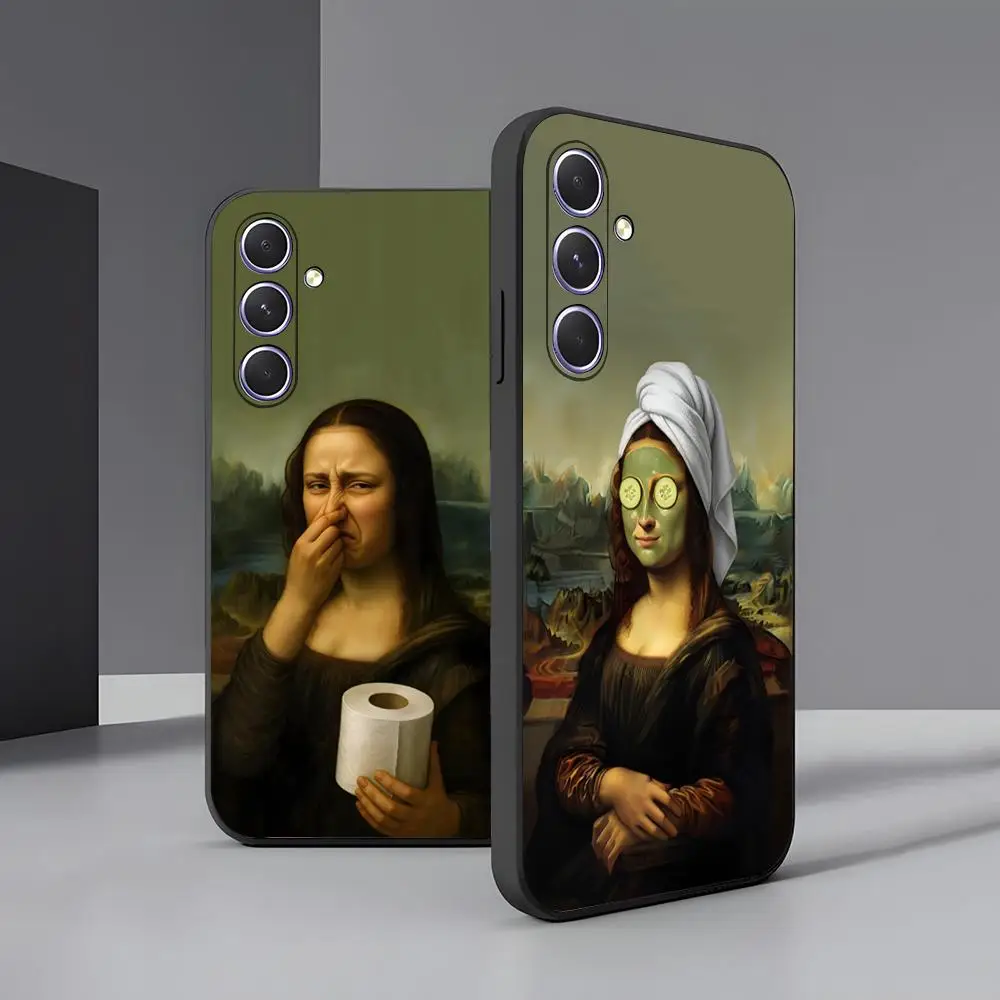 Humorous M-Mona L-Lisa Art Phone Case For Samsung A57 A37 A17 A56 A36 A26 A16 A25 A35 A55 A34 A24 A54 Black Soft Shell