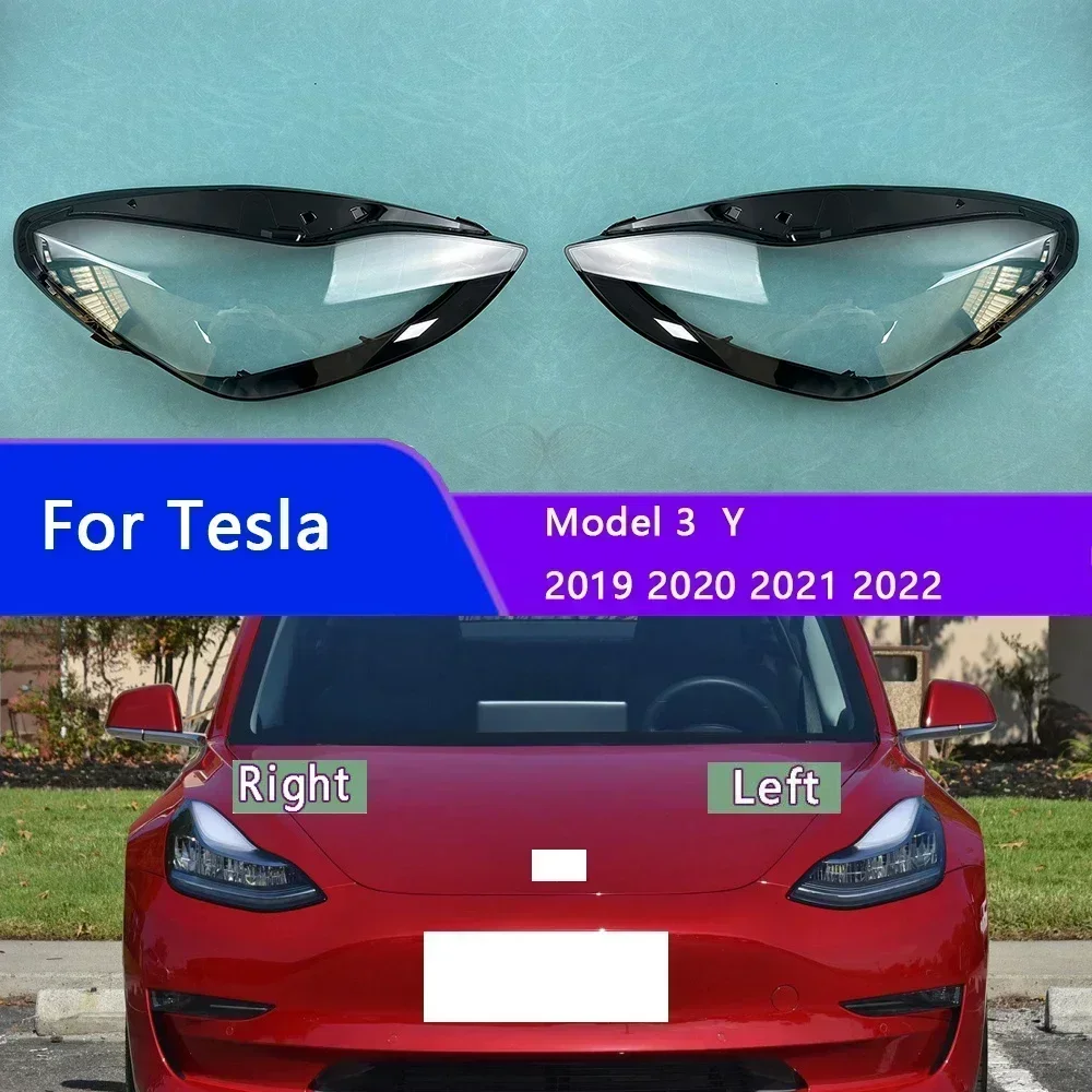 

For Tesla Model 3 Y 2019 2020 2021 2022 Headlight Cover Transparent Lampshade Headlamp Shell Plexiglass Replace Original Lens