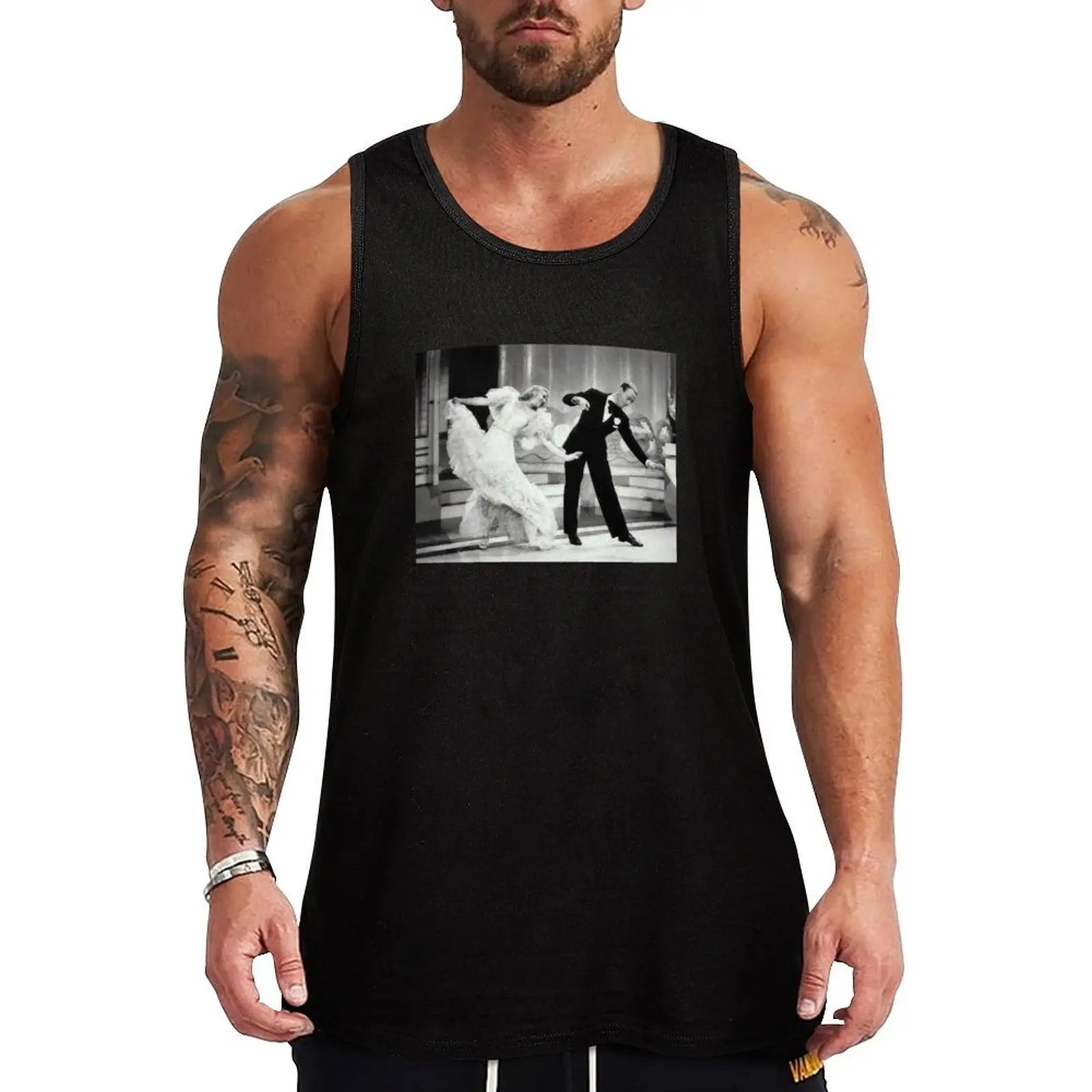 Ginger Rogers and Fred Astaire dancing fan art Tank Top Beach Wear Tank Top Casual Loose Sleeveless Shirt