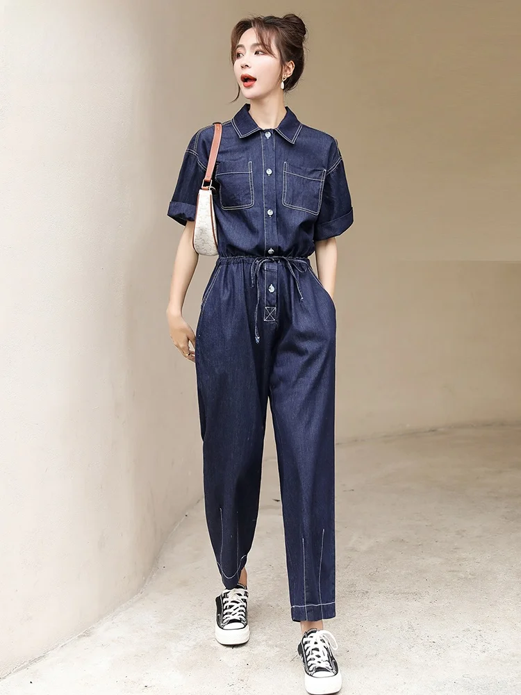 Combinaison en jean slim pour femme, nouvelle arrivée été, taille haute, amincissante, élégante, fine, pantalon une pièce