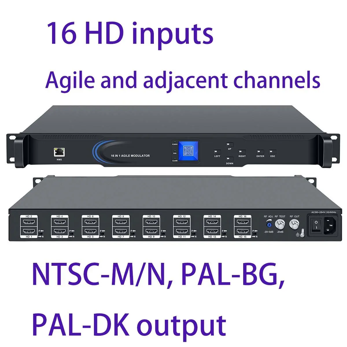 16-kabel kanałowy TV zwinny modulator analogowy, HDMI to RF, wyposażenie fabryczne telewizji hotelowej