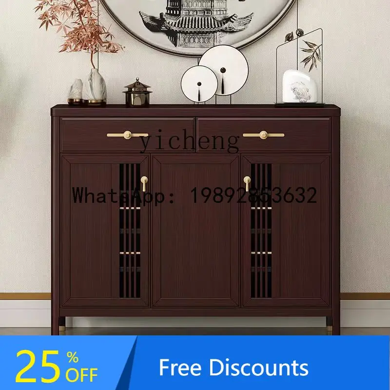G1  solid wood shoe cabinet enters the home, the door partition is integrated with the wall, large-capacity locker