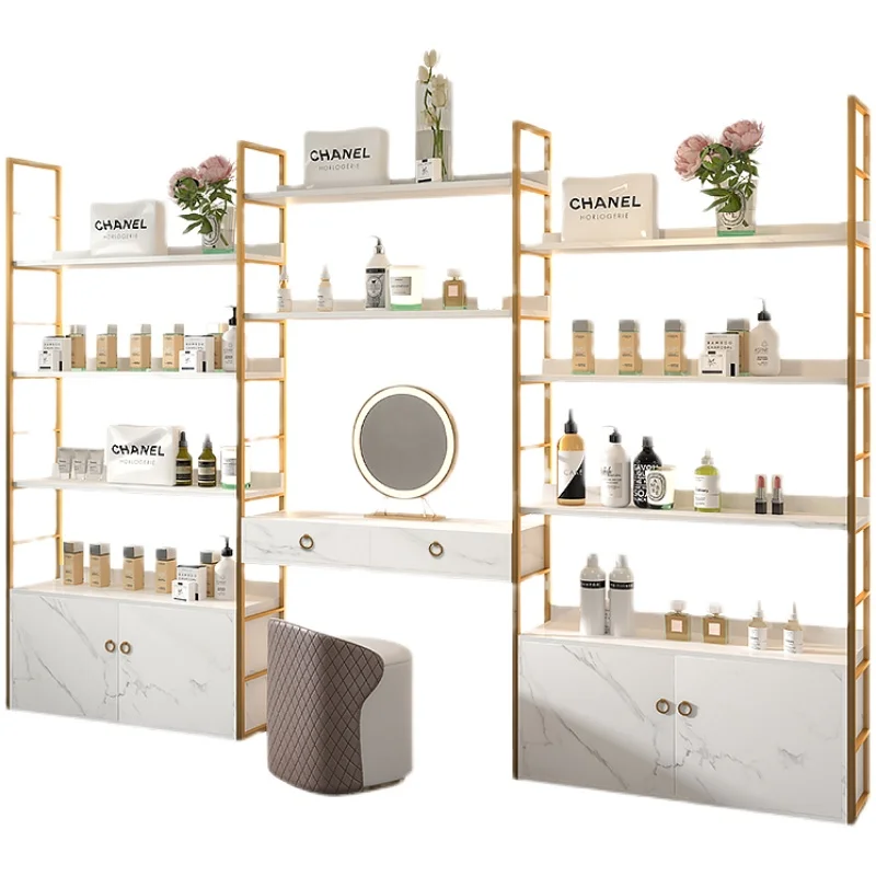 

Beauty salons skin care products shelves cosmetic display cabinet product display cabinets display racks with lights and mirrors