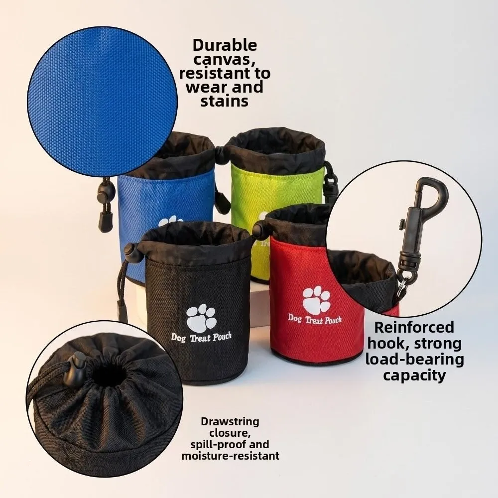 Portable Pet Training Waist Bag Drawstring Leak-proof Dog Treat Bag with Hook Multi-functional Puppy Snack Reward Bag