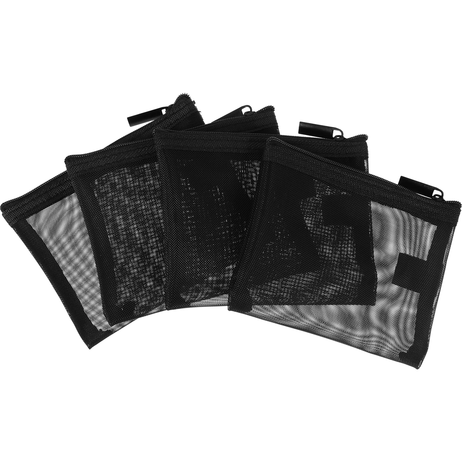 

4pcs Bags Small Travel Lipstick Clear Mesh Toiletries Bag Black Storage Organizer Makeup Brushes Pouches