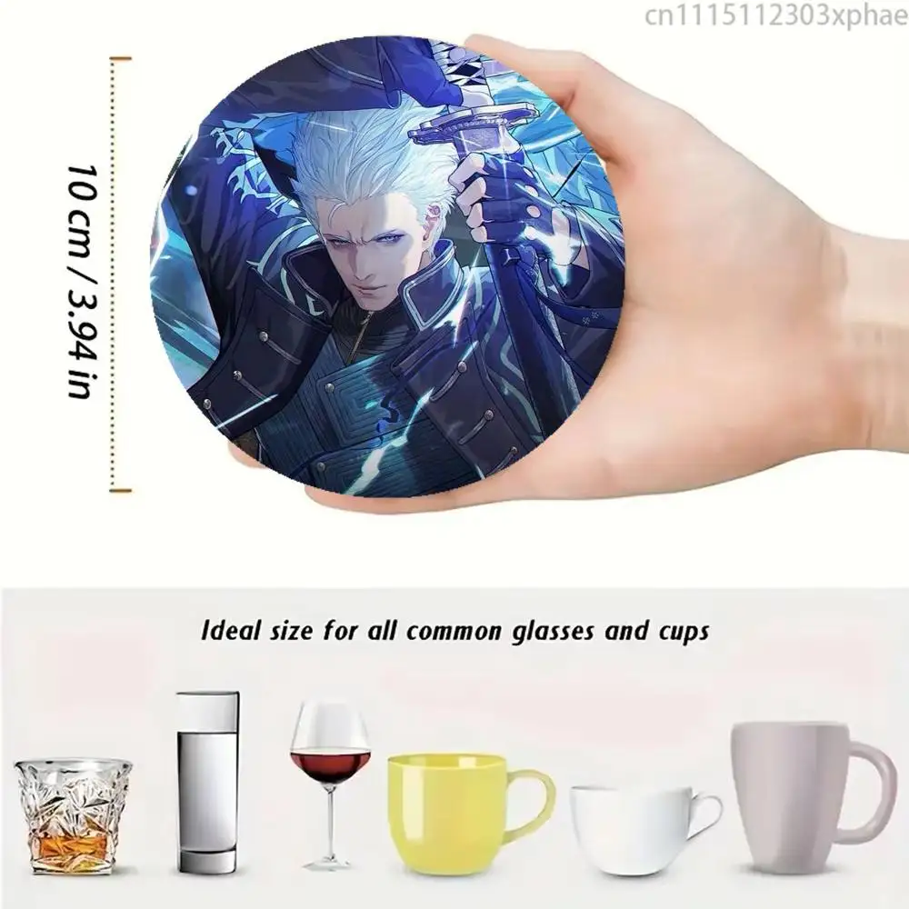 D-Devil May Cry Vergil Anti-slip Tea Coffee Cup Pad Heat-Resistant Round Bowl Teapot Mat Home Gift