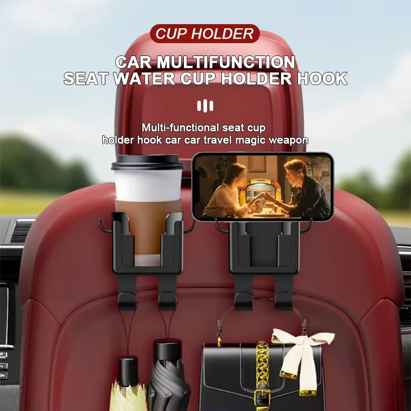 Multifunctional Car Seat Back Hanging Organizer with Cup Holder & Phone Pocket Universal Auto Storage for All Vehicles