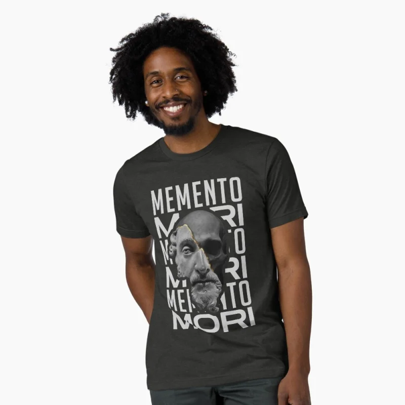 

MEMENTO MORI - Stoicism & Philosophy Gift t shirt for men 100% cotton printed Graphic Clothes Large size Tops S-6XL
