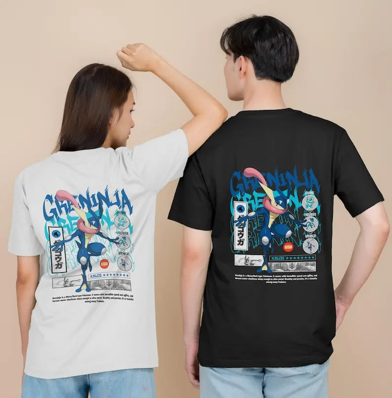 انمي ياباني بوكيمون غرينينيا تي شيرت Y2k تيز موضة الوالدين والطفل تي شيرت القطن طباعة قصيرة الأكمام تي شيرت Harajuku Y2K تي شيرت