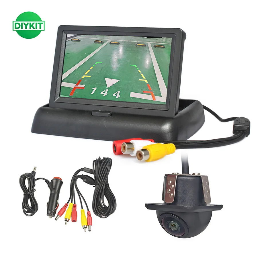 DIYKIT 4.3inch TFT LCD Display Car Monitor Reversing Car Camera Kit Backup Rear View Camera Parking System Kit