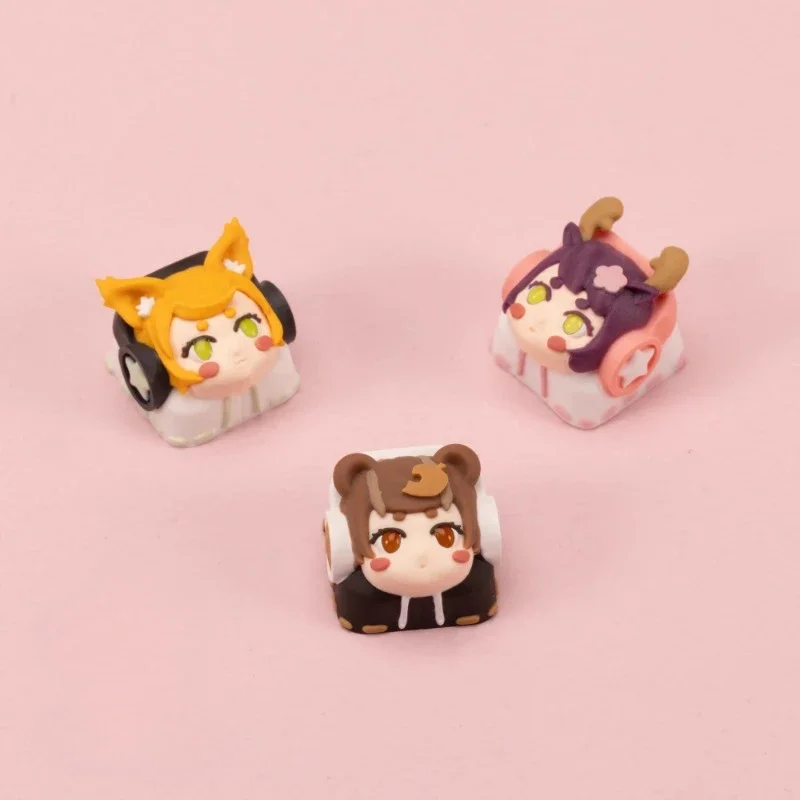 Rock Doll Theme Anime Keycaps Kawaii Resin Artisan Keycaps for Mechanical Keyboard Accessories Custom Keyboard Caps MX Switch