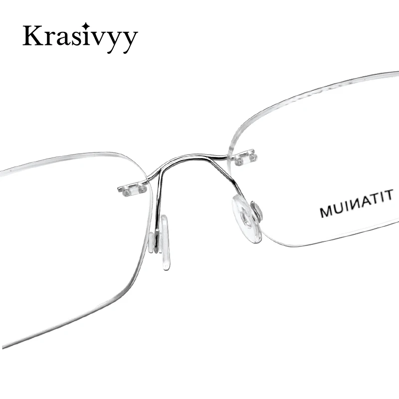 Krasivyy Pure Titanium Rimless Glasses Frame Men Prescription Eyeglasses Germany Women Myopia Optical Frame Screwless Eyewear