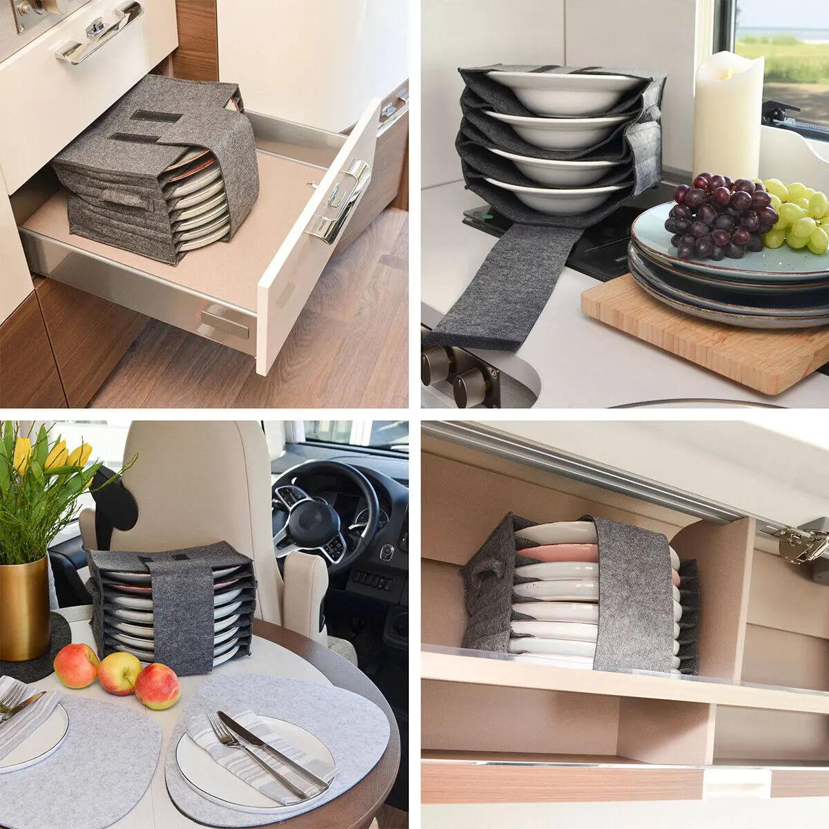 RV Portable Foldable Plates Storage Bag Lightweight With Handle Dish Cup Storage Bag Thicken Cup Holder Kitchen RV Accessories