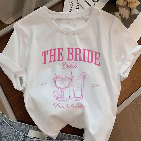 The Bride Club T-shirt Women Bach Club Bachelorette T Shirt Bachelorette Party Tee Cotton Short Sleeve Round Neck