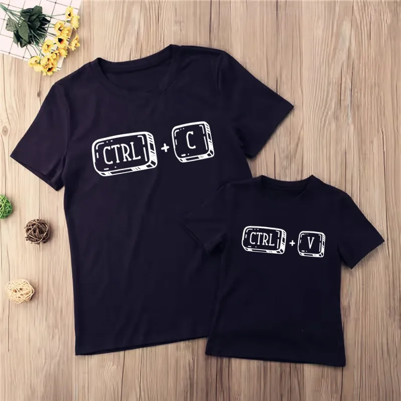 Ctrl C Ctrl V Mama und ich Familien-Matching-Outfits Lustige Copy-Paste-T-Shirts aus weicher Baumwolle für Vater, Mutter, Kinder und Babys – Detail 6