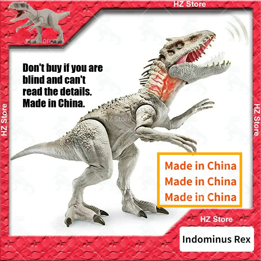 Jurassic-World Indominus Rex jurassic park dinosaurio juguetes boca abierta para rugar, efecto de luz dinosaurios T Rex para niños regalo de cumpleaños