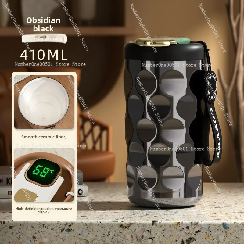 

Умный дисплей температуры, кофейная чашка, термокружка из нержавеющей стали с керамической подкладкой, портативный дорожный стакан с крышкой, герметичная