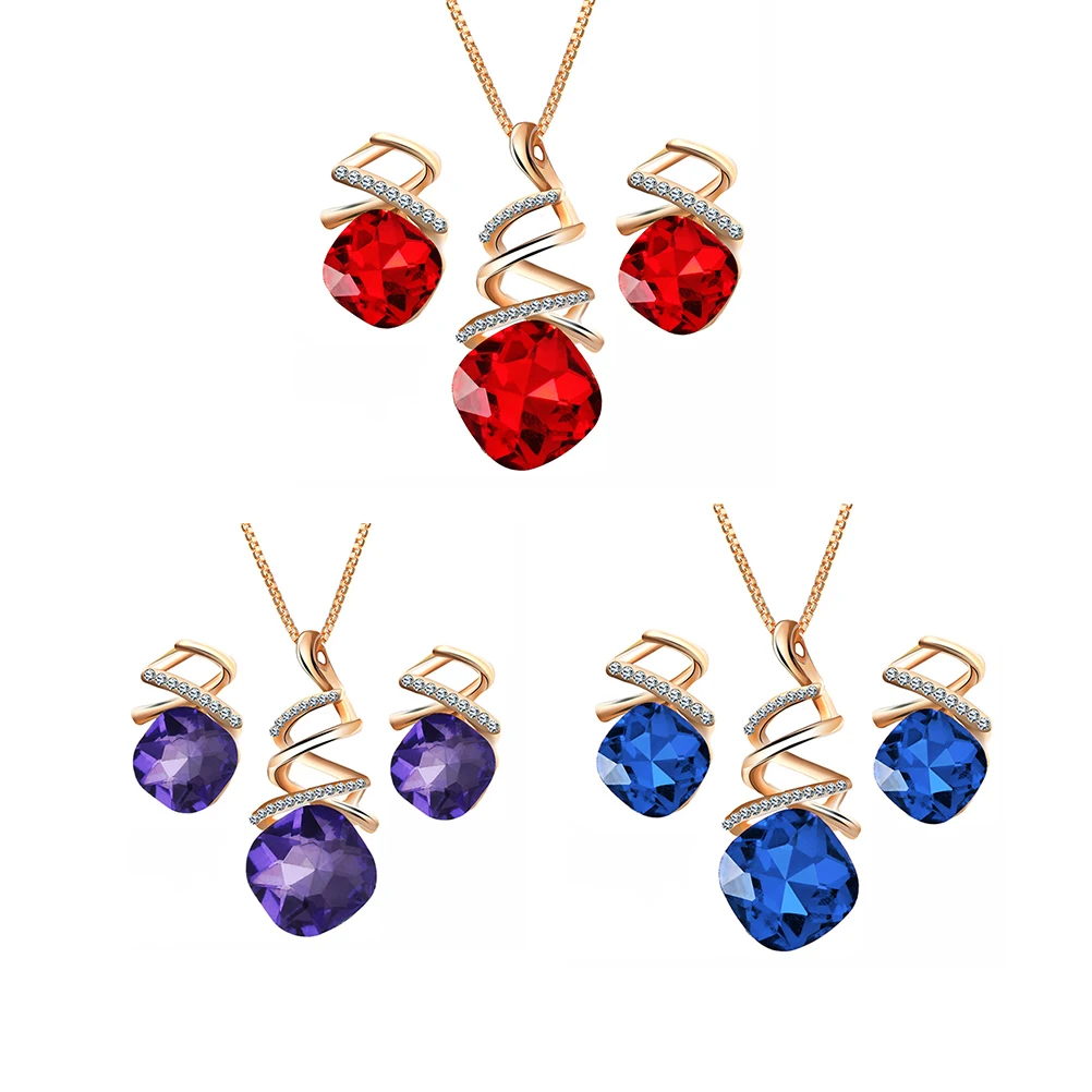 

Spiral Earring Set Drop Necklace Earrings Drop Jewelry Women Adjustable Elegant Gift