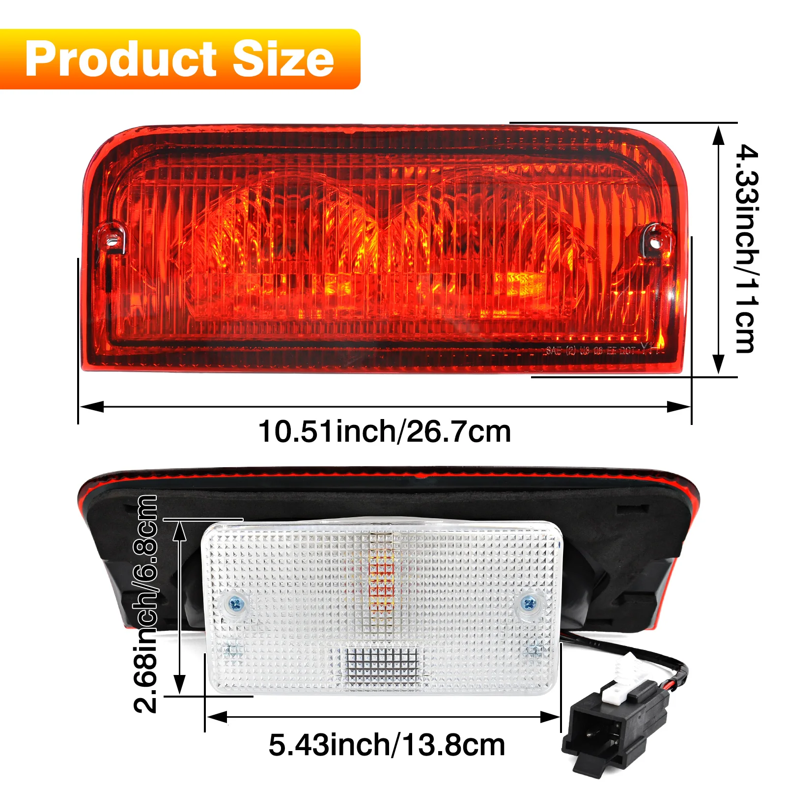 

Car High Brake Light Third Brake Light with Indoor Lamp For Ford E-150 250 350 450 Econoline Super Duty 6C2Z13A613B F2UZ13A613B