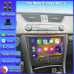 Android 16 Navigation Multimedia Player For Mercedes Benz E-class W211 E200 E220 E300 E350 E240 E270 E280 W219 Video DSP Radio
