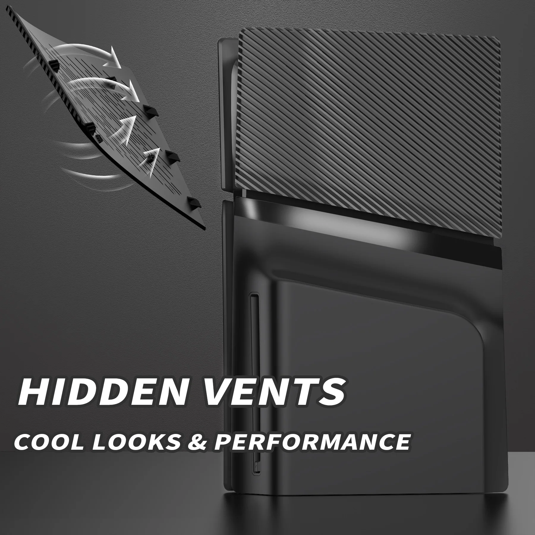 eXtremeRate Voor ps5 Slim Disc Edition Console eXcover Console Vervanging Top Bottom Cover met Cooling Vent Shell - Zwart