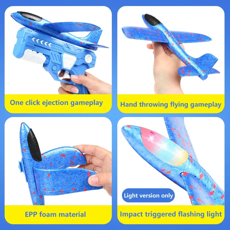 Jeux de plein air enfants planeur vol volant lancer mousse avion pistolet de tir, catapulte avion lanceur jouet pour enfants, jouet de tir