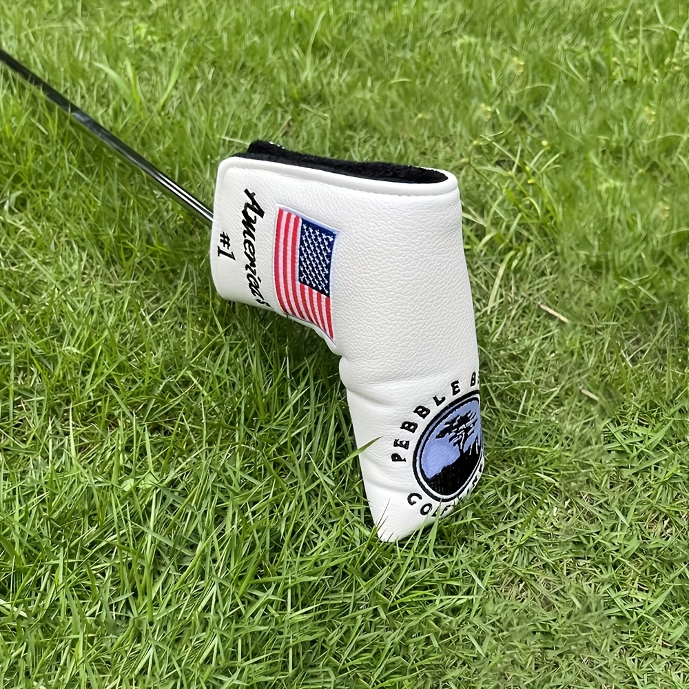 1pc Premium Embroidered Golf Putter Cover - Durable PU, L-Shaped Design, Fits Most Straight Putters image 3