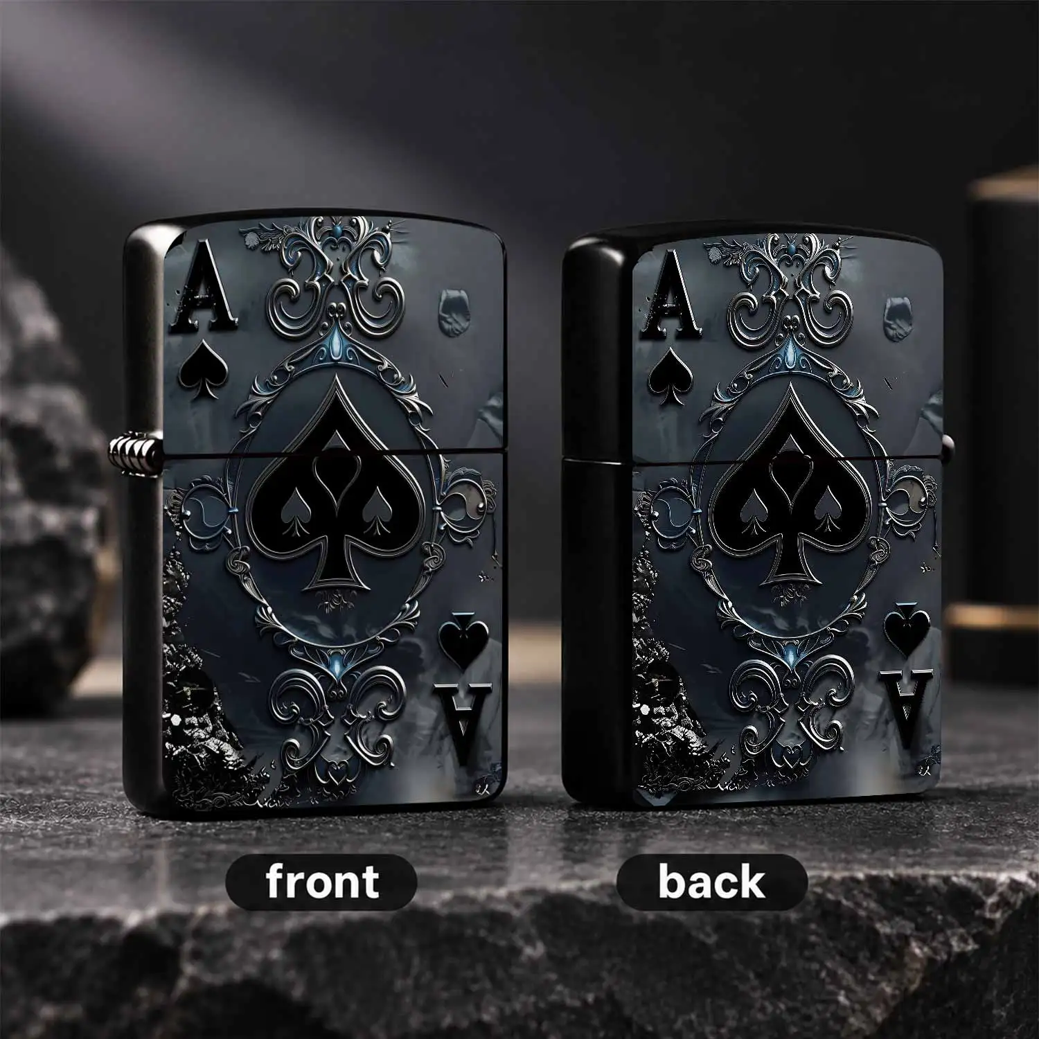 Retro Luxury Ace of Spades Decorative Lighter, Vintage Textured Art Engraving Design, Full-scenario Adaptable Daily Carry Accessory, Stylish Practical Item for Personal Use or Gifting, Unique Atmospheric Trendy Pocket Ca A Humorous And Inte